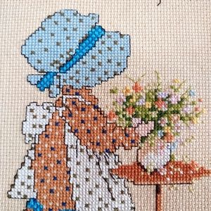 Hollie Hobbie 8 x 10 framed needlepoint